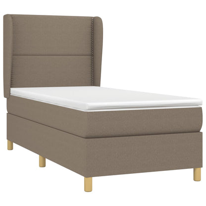 Boxspring met matras stof taupe 90x200 cm 90 x 200 cm Effen met spijkers