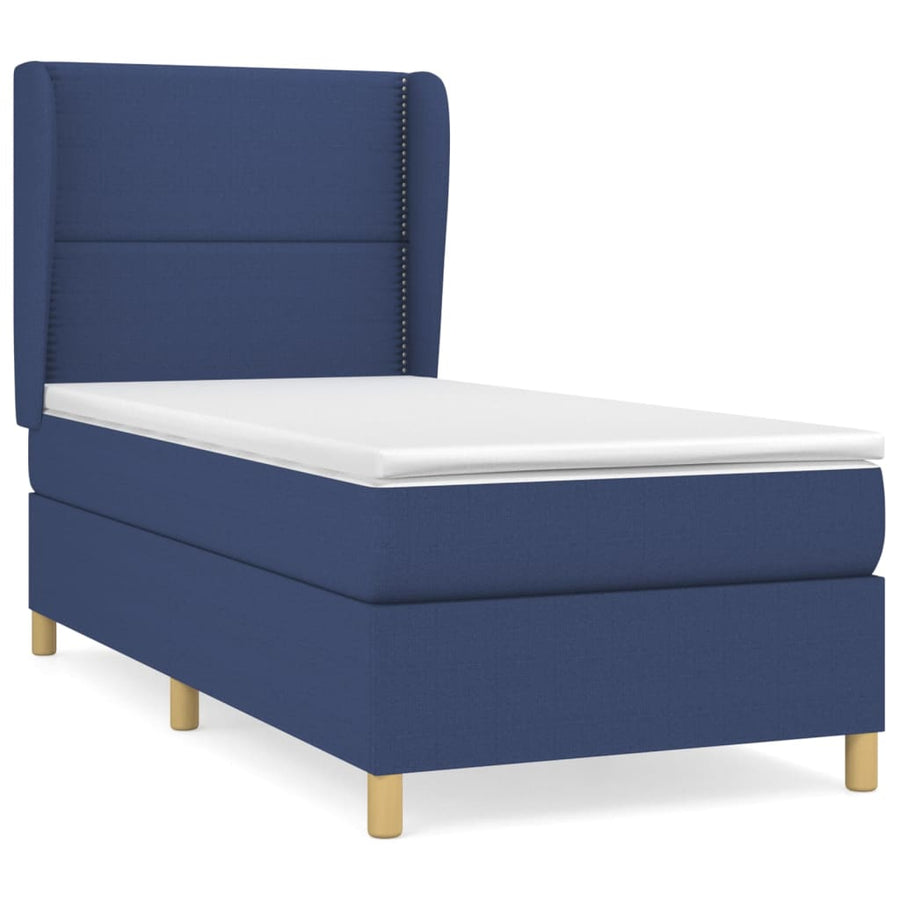 Boxspring Met Matras Stof Blauw 90 x 200 cm Effen met spijkers