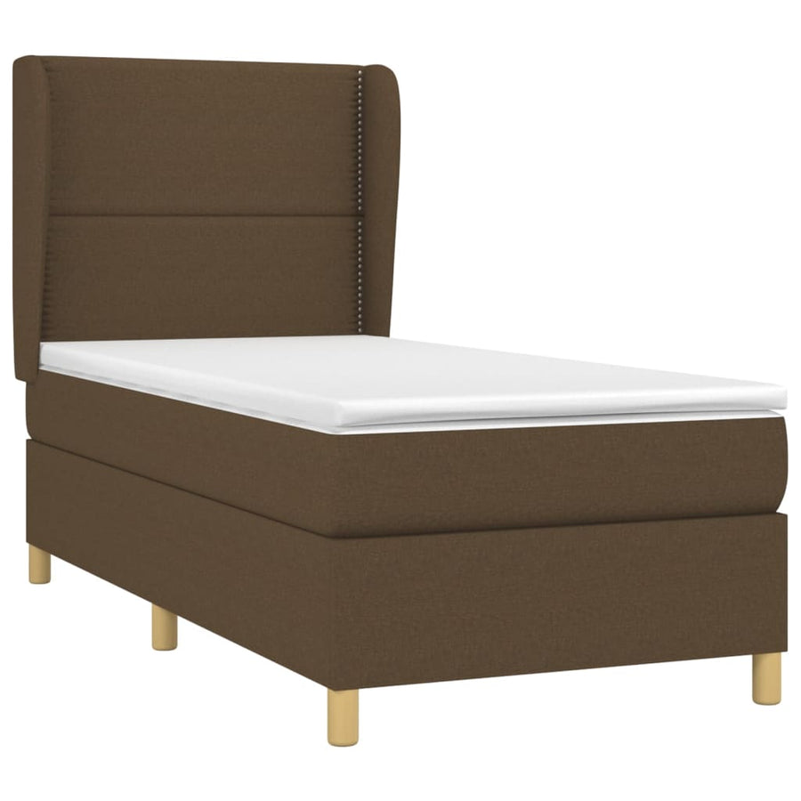 Boxspring met matras stof donkerbruin 100x200 cm 100 x 200 cm Donkerbruin