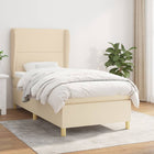 Boxspring met matras stof crèmekleurig 100x200 cm 100 x 200 cm Crème