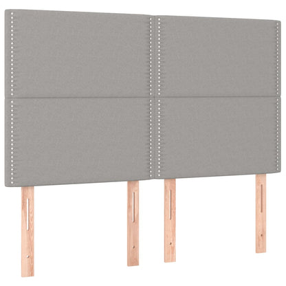 Boxspring Met Matras Stof Lichtgrijs 140 x 190 cm Effen met spijkers