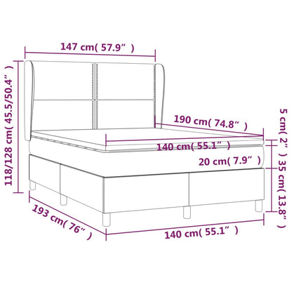 Boxspring Met Matras Stof Donkergrijs 140 x 190 cm Effen met spijkers
