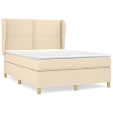 Boxspring met matras stof crèmekleurig 140x190 cm 140 x 190 cm Effen met spijkers