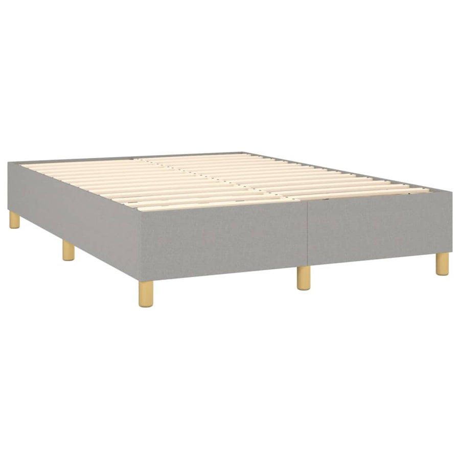 Boxspring Met Matras Stof Lichtgrijs 140 x 200 cm Effen met spijkers
