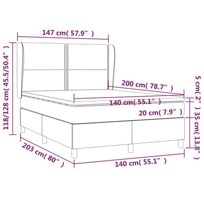 Boxspring Met Matras Stof Donkergrijs 140 x 200 cm Effen met spijkers