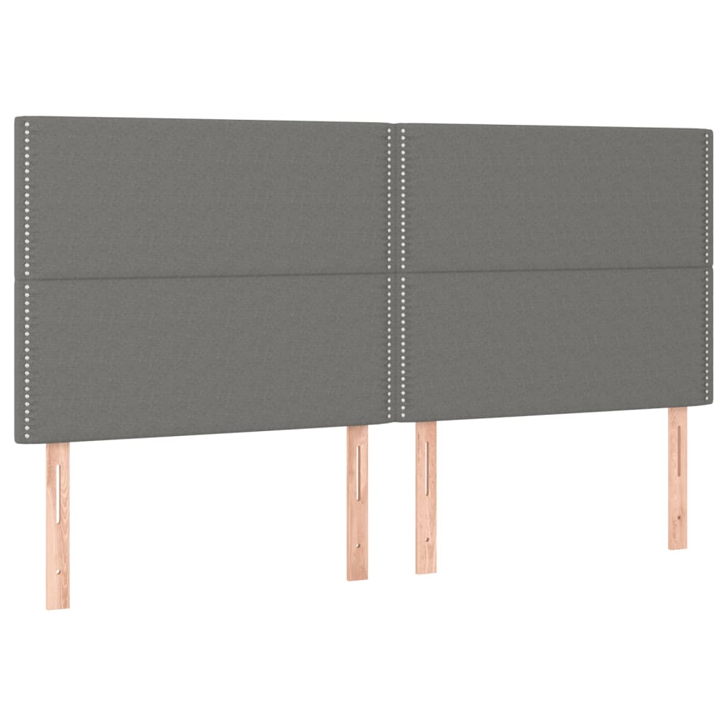 Boxspring Met Matras Stof Donkergrijs 160 x 200 cm Effen met spijkers