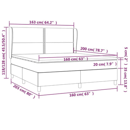 Boxspring Met Matras Stof Donkergrijs 160 x 200 cm Effen met spijkers
