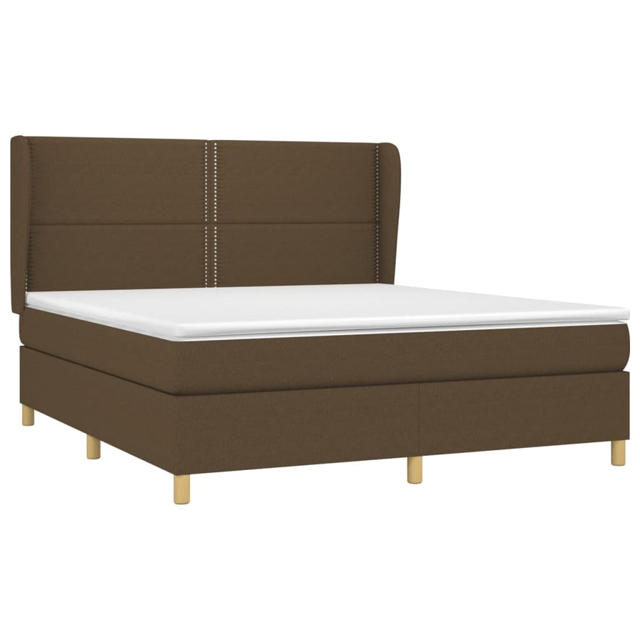 Boxspring Met Matras Stof 180 x 200 cm Donkerbruin
