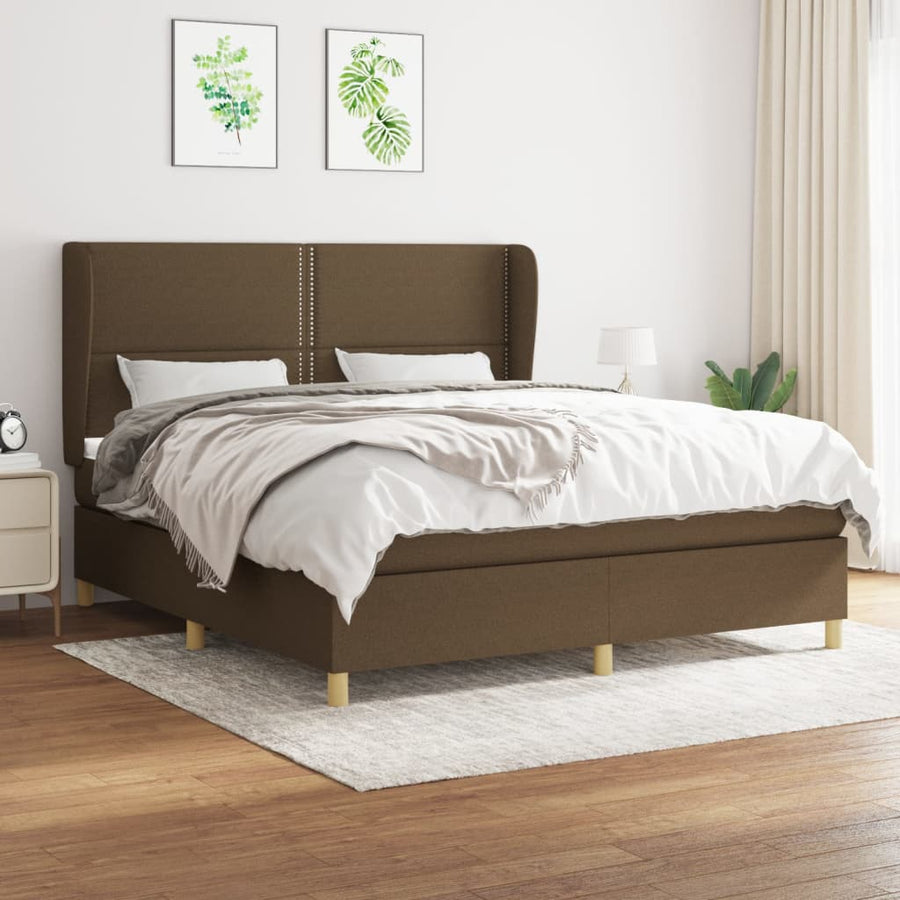 Boxspring Met Matras Stof 180 x 200 cm Donkerbruin