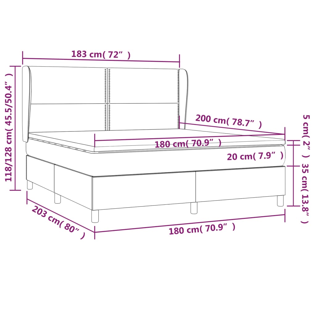 Boxspring met matras stof taupe 180x200 cm 180 x 200 cm Taupe