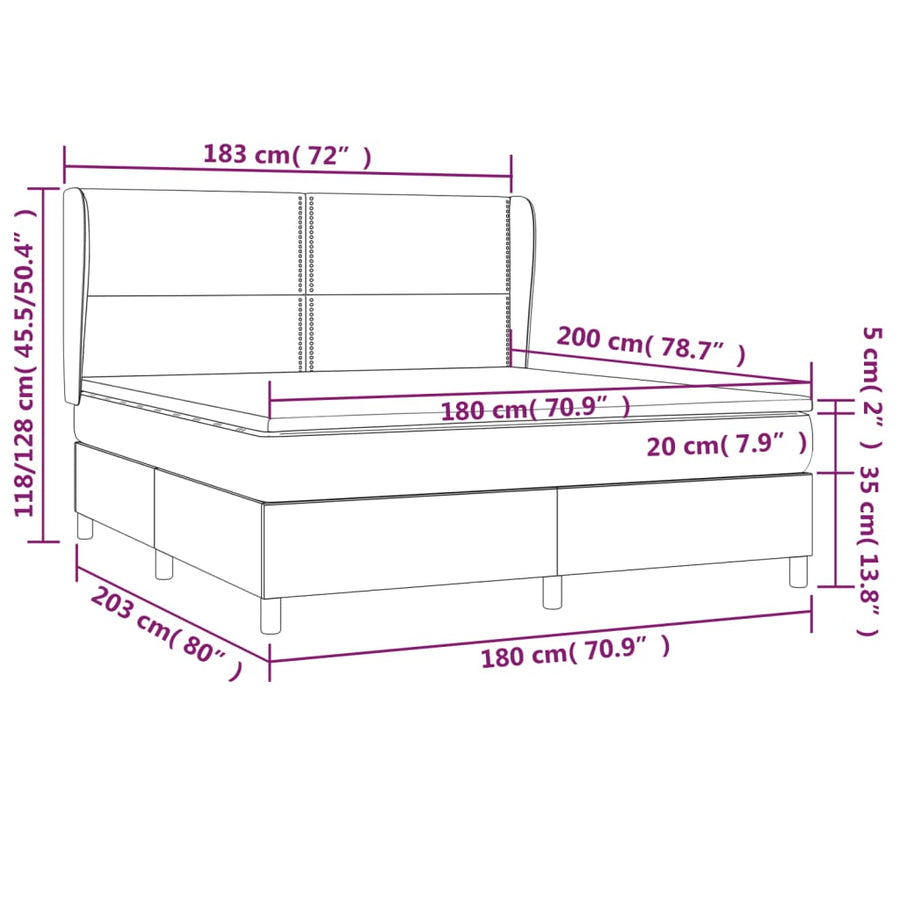 Boxspring met matras stof taupe 180x200 cm 180 x 200 cm Taupe