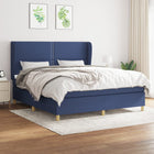 Boxspring Met Matras Stof Blauw 180 x 200 cm Effen met spijkers