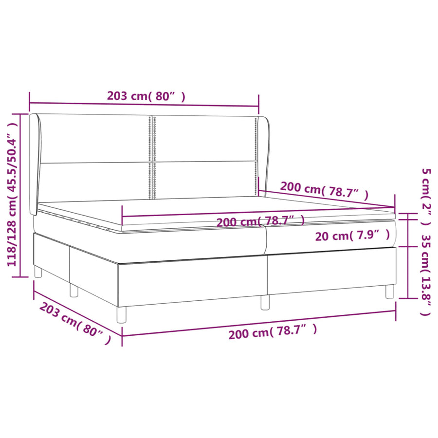 Boxspring met matras stof taupe 200x200 cm 200 x 200 cm Taupe