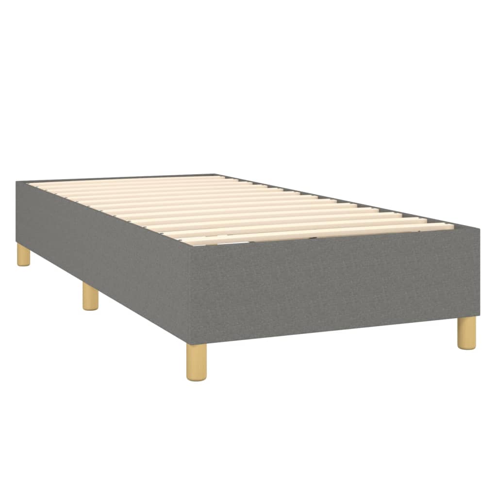 Boxspring Met Matras Stof Donkergrijs 80 x 200 cm Blok met vierkanten