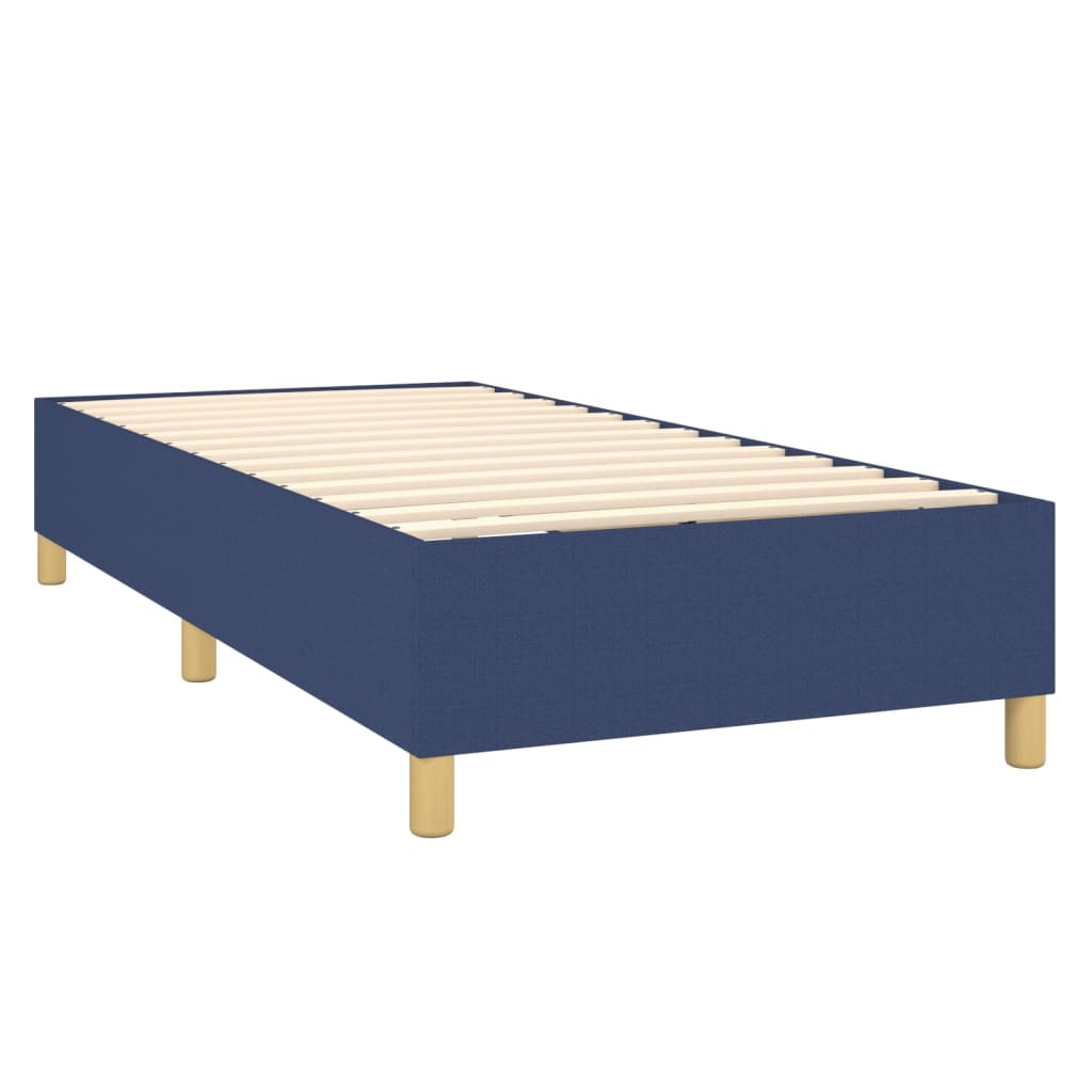 Boxspring Met Matras Stof Blauw 80 x 200 cm Blok met vierkanten