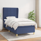 Boxspring Met Matras Stof Blauw 80 x 200 cm Blok met vierkanten