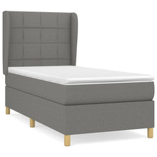 Boxspring Met Matras Stof Donkergrijs 90 x 190 cm Blok met vierkanten