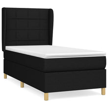 Boxspring Met Matras Stof Zwart 90 x 190 cm Blok met vierkanten
