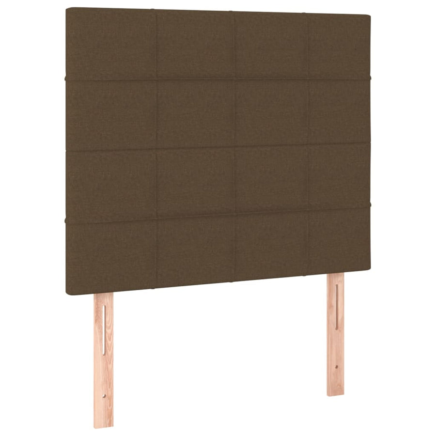 Boxspring Met Matras Stof Donkerbruin 90 x 190 cm Blok met vierkanten