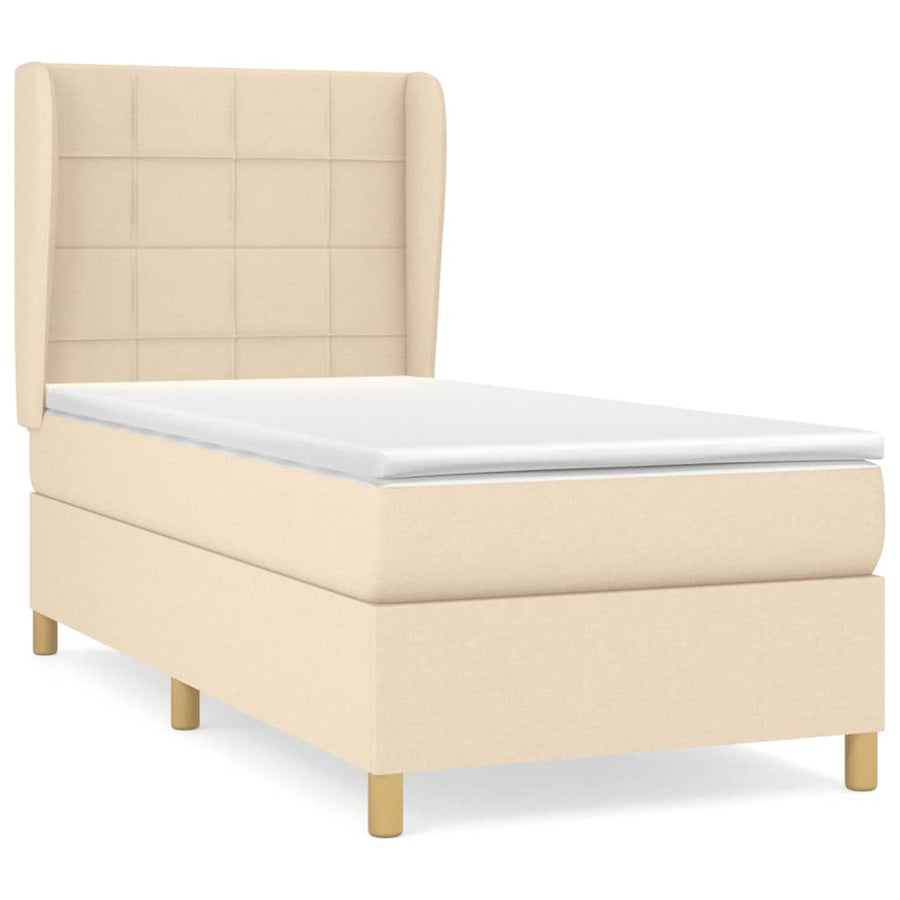 Boxspring met matras stof crèmekleurig 90x190 cm 90 x 190 cm Crème
