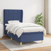 Boxspring met matras 90x200 cm blauw stof