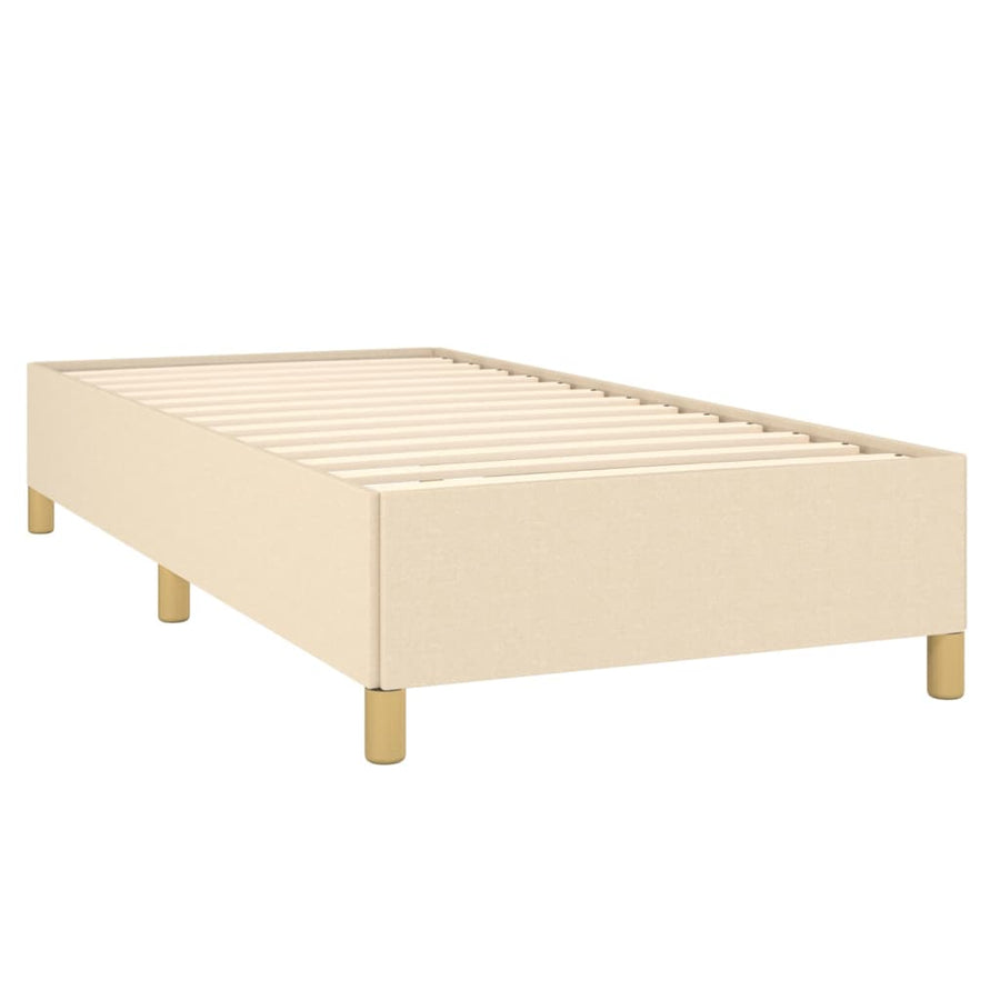 Boxspring met matras stof crèmekleurig 100x200 cm 100 x 200 cm Blok met vierkanten