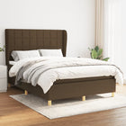 Boxspring Met Matras Stof Donkerbruin 140 x 190 cm Blok met vierkanten