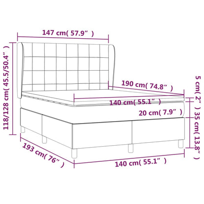 Boxspring met matras stof crèmekleurig 140x190 cm 140 x 190 cm Crème
