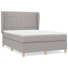 Boxspring Met Matras Stof Lichtgrijs 140 x 200 cm Blok met vierkanten
