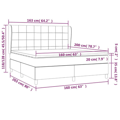 Boxspring met matras stof donkerbruin 160x200 cm