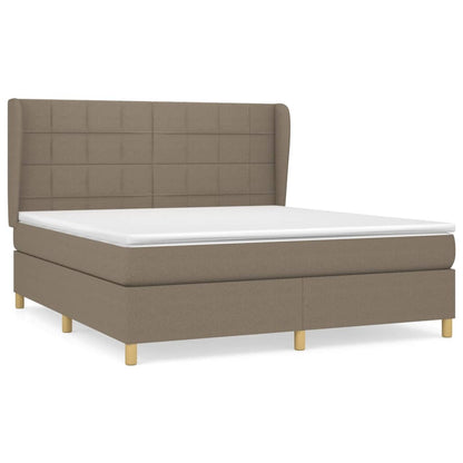 Boxspring Met Matras Stof Taupe 160 x 200 cm Blok met vierkanten