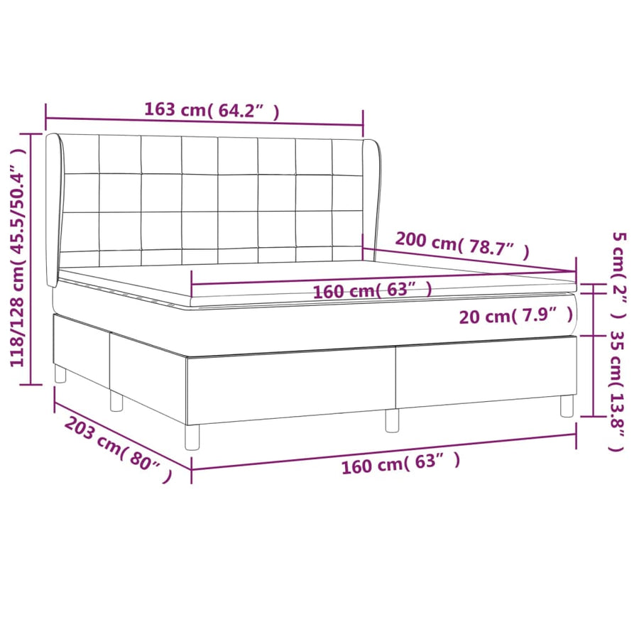 Boxspring Met Matras Stof Taupe 160 x 200 cm Blok met vierkanten