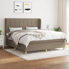 Boxspring Met Matras Stof Taupe 160 x 200 cm Blok met vierkanten