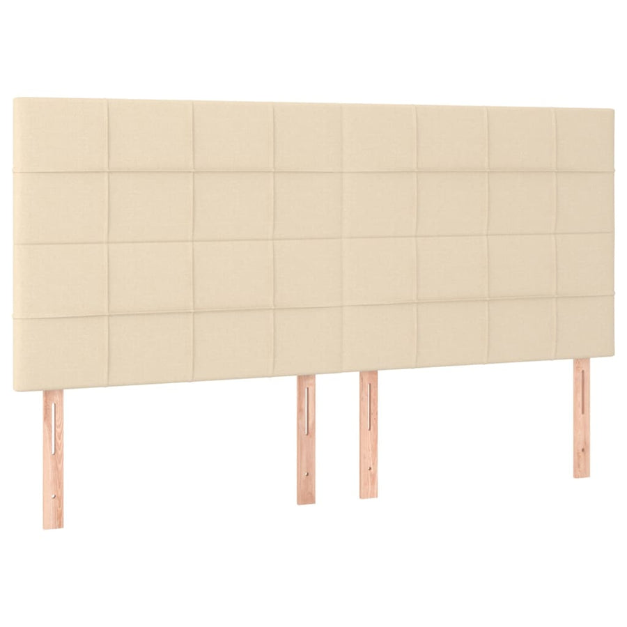 Boxspring Met Matras Stof Kleurig Crème 160 x 200 cm Blok met vierkanten