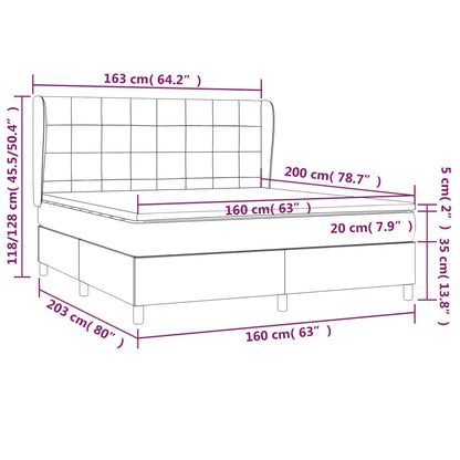 Boxspring Met Matras Stof Blauw 160 x 200 cm Blok met vierkanten