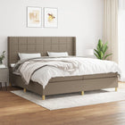 Box spring with taupe fabric mattress 200x200 cm