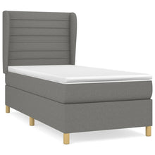 Boxspring Met Matras Stof Donkergrijs 90 x 190 cm Horizontale strepen