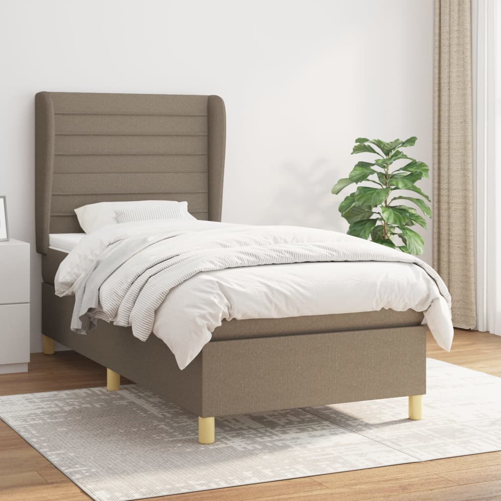 Boxspring met matras stof taupe 90x190 cm 90 x 190 cm Taupe
