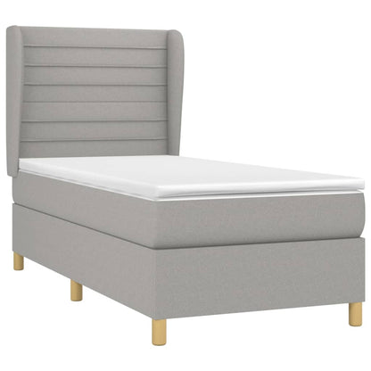 Boxspring Met Matras Stof Lichtgrijs 90 x 200 cm Horizontale strepen