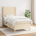 Boxspring met matras stof crèmekleurig 90x200 cm