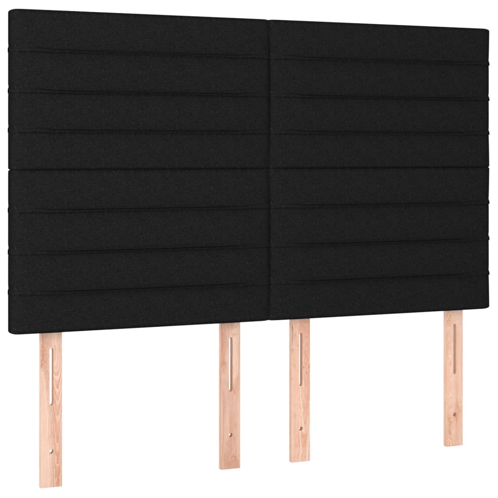 Boxspring met matras stof zwart 140x190 cm 140 x 190 cm Horizontale strepen