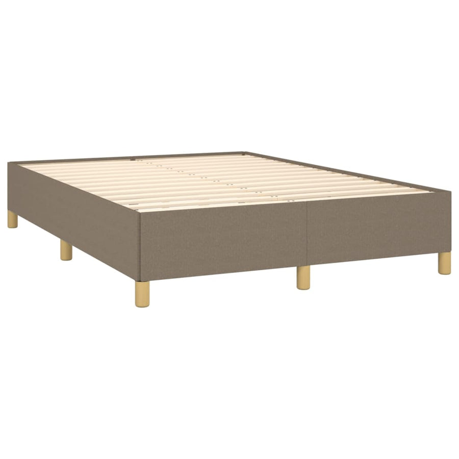 Boxspring met matras stof taupe 140x190 cm 140 x 190 cm Horizontale strepen