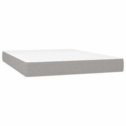 Boxspring Met Matras Stof Lichtgrijs 140 x 200 cm Horizontale strepen