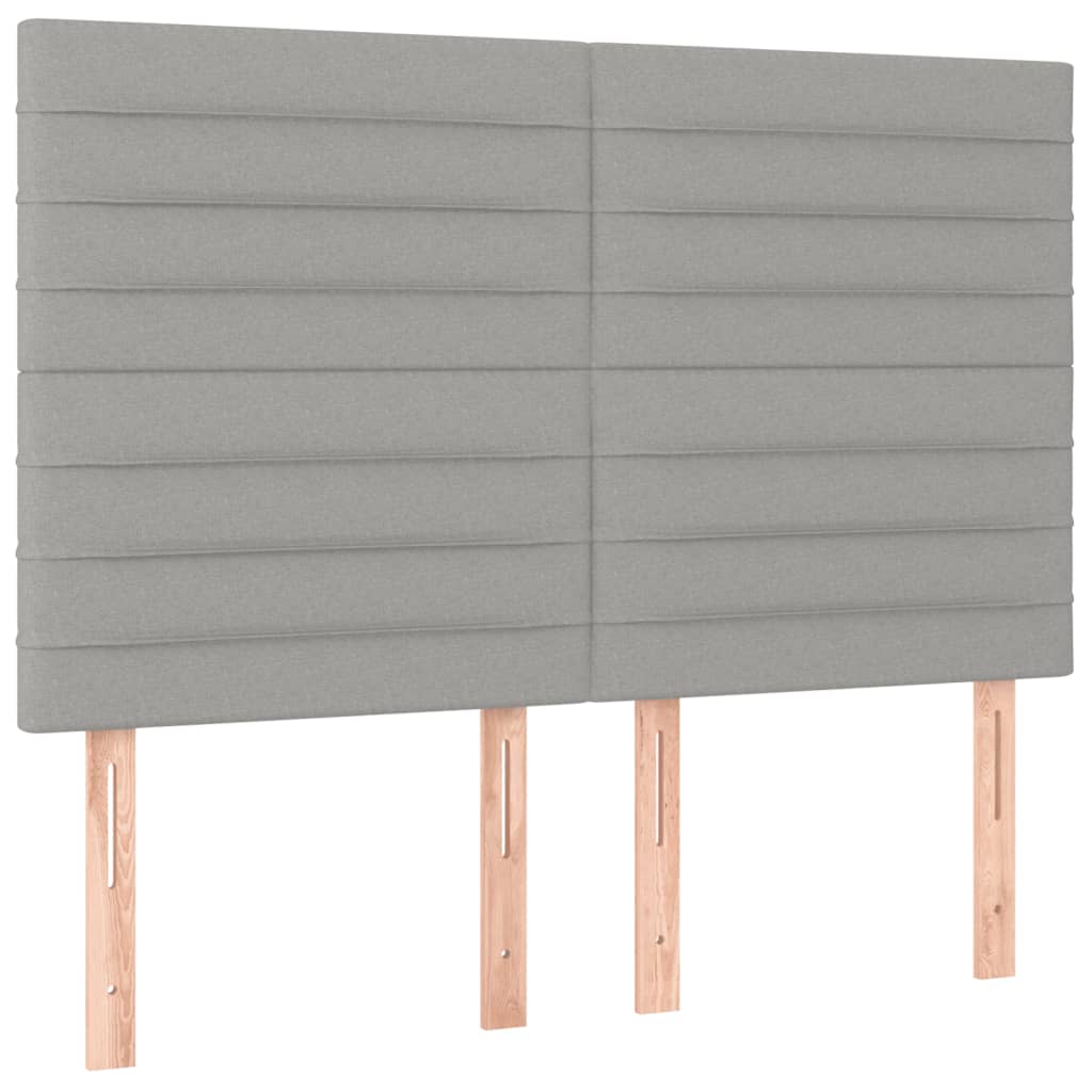 Boxspring Met Matras Stof Lichtgrijs 140 x 200 cm Horizontale strepen