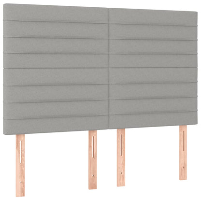 Boxspring Met Matras Stof Lichtgrijs 140 x 200 cm Horizontale strepen