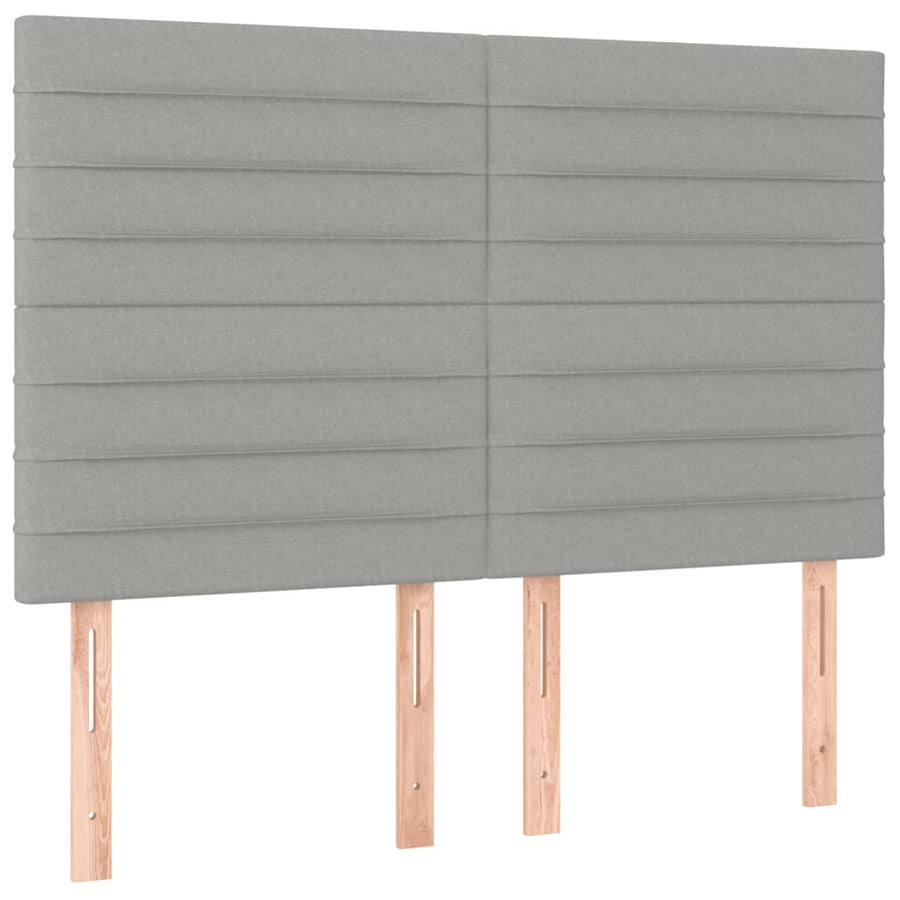 Boxspring Met Matras Stof Lichtgrijs 140 x 200 cm Horizontale strepen