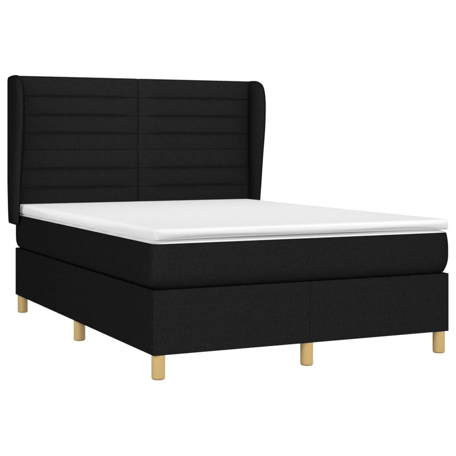 Boxspring Met Matras Stof Zwart 140 x 200 cm Horizontale strepen