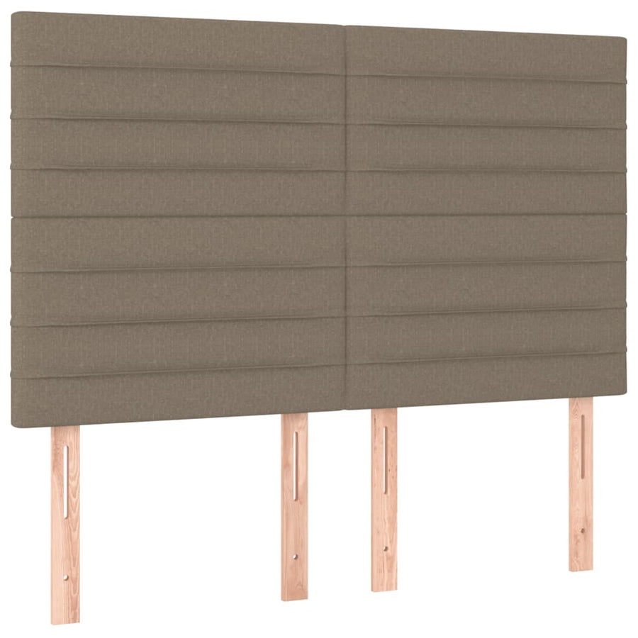 Boxspring met matras stof taupe 140x200 cm 140 x 200 cm Horizontale strepen
