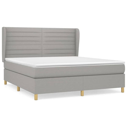 Boxspring Met Matras Stof Lichtgrijs 160 x 200 cm Horizontale strepen