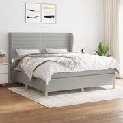 Box spring with mattress fabric light grey 160x200 cm